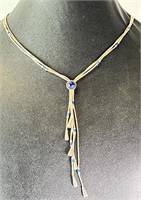 16" Vint. Native Liquid Silver/Lapis Necklace 12 G