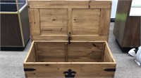 Pine chest with Gothic style hardware, hinged