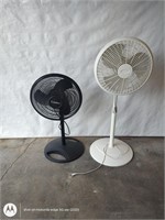 Two oscillating adjustable height speed fans