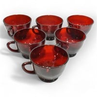 Anchor Hocking Royal Ruby Red Punch Bowl Cups