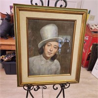 Woman In Hat Painting Framed