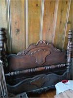 Antique Wooden Headboard and Footboard