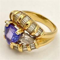 18 K Gold Tanzanite Diamond Ring