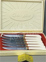 vintage Glo-Hill steak knives - gold plated