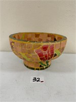 Mosaic Footed Pot 12" W x 6.5" H As Is