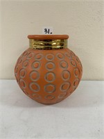 Clay and Brass Pot 11" w x 11.5" H