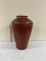 Pottery Vase with Woven Top 18"H