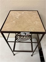 Anywhere Iron Table w/ Stone Top 12"sq. x 24"H