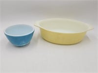 VTG Blue & Yellow Pyrex Casserole Dish/ Bowl