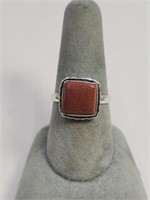 Sterling Silver Goldstone Ring Size 8