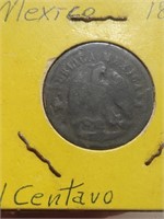 1875 MEXICO 1 CENTAVO Copper Coin
