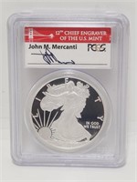 Proof Silver Eagle PR70 John Mercanti Signed