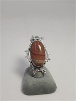 Size 7 Brown Banded Agate 925 Sterling Ring