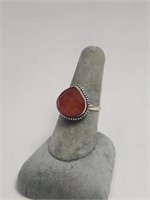 Ladies Carnelian Sterling Silver Ring Size 8