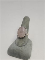 Ladies Sterling Silver Pink Quartz Ring Size 9