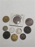 Ten VTG/ Antique Foreign Coins Collection
