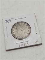 1883 LIBERTY V-NICKEL NO CENTS US TYPE COIN VF+