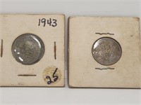 1943/44 GR. BRITAIN 6 PENCE COINS