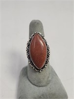 Ladies Sterling Silver Goldstone Ring Size 8