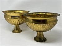 Brass Grape Motif Pedestal Bowls