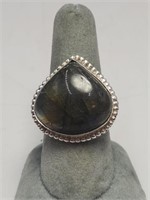 Ladies Sterling Silver Labradorite Ring Size 8