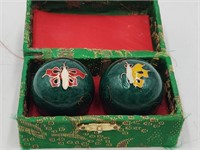 Vtg Chinese Baoding Balls Butteryfly & Dragonfly