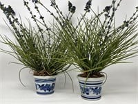 Faux Lavendar Chinoiserie Plant Pot Decor