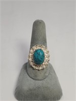 Ladies Sterling Silver/ Turquoise Ring Size 10