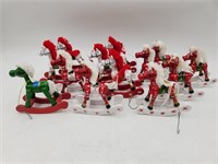 13 Vtg Wood Horse Christmas Ornaments