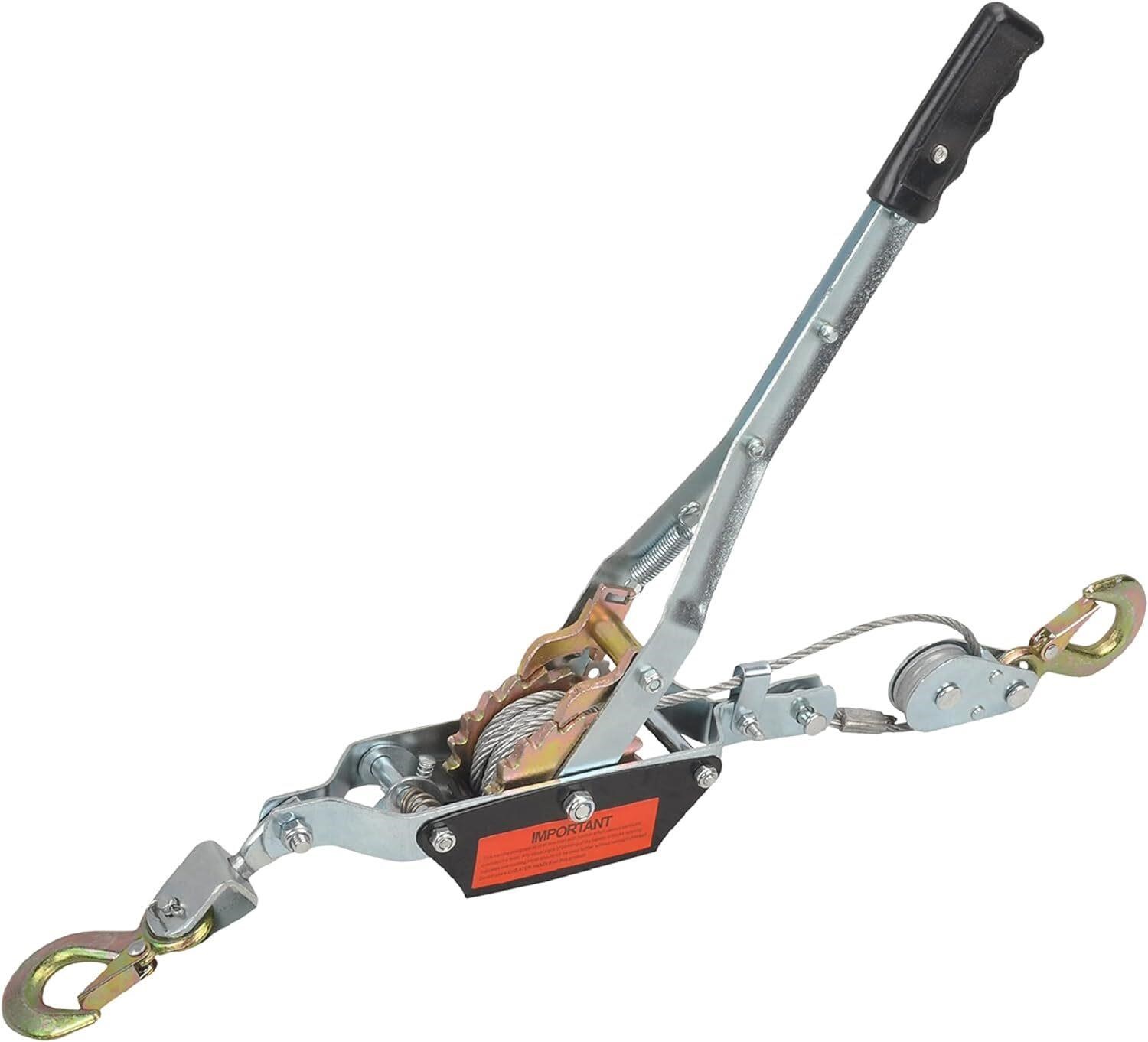 2 Ton Dual Gear Power Puller, 2 Hook Steel Cable D