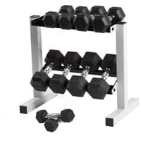 Rubber Hex Dumbbell Weight Set  Includes