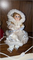 Santa's Best Porcelain Tree Topper Doll