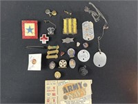 Military pins and other the red Cross and eagle