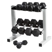 CAP 50 Lb Rubber Hex Dumbbell Weight Set  Includes