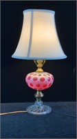 Fenton Cranberry Coin Dot Lamp