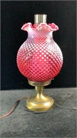 Fenton Cranberry Hobnail Lamp