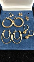6 Pairs of 14k Gold Earrings - 1 w/ Diamonds