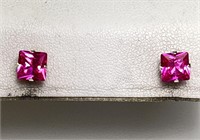 Sterling Pink Sapphire Stud Earrings 1 Gram