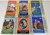 6 Vintage Esquire Magazines 1940's & 1939