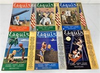 6 Vintage Esquire Magazines from the 1940's