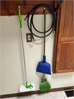 Swiffer, broom, fire extinguisher, duster, sign, w