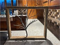 Decorative metal tree with wood boarder