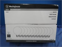 12 pack Westinghouse 40W Light Bulbs