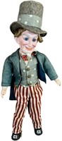 GERMAN BISQUE HEAD UNCLE SAM DOLL