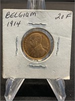 1914 Belgium Gold 20 Franc .187oz Pure Gold