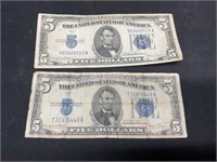 Pair of 2 1934-D $5 Silver Cerficiates