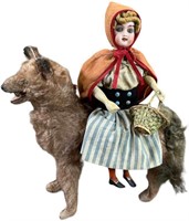 RED RIDING HOOD ON WOLF CANDY CONTAINER