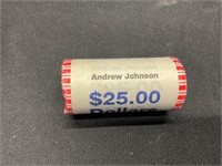 $25 Mint Roll $1 Andrew Johnson