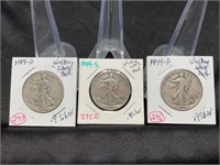 1944P, D, S Walking Liberty Halves