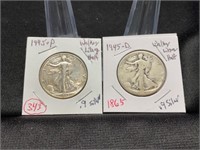 1945P, 1945D Walking Liberty halves